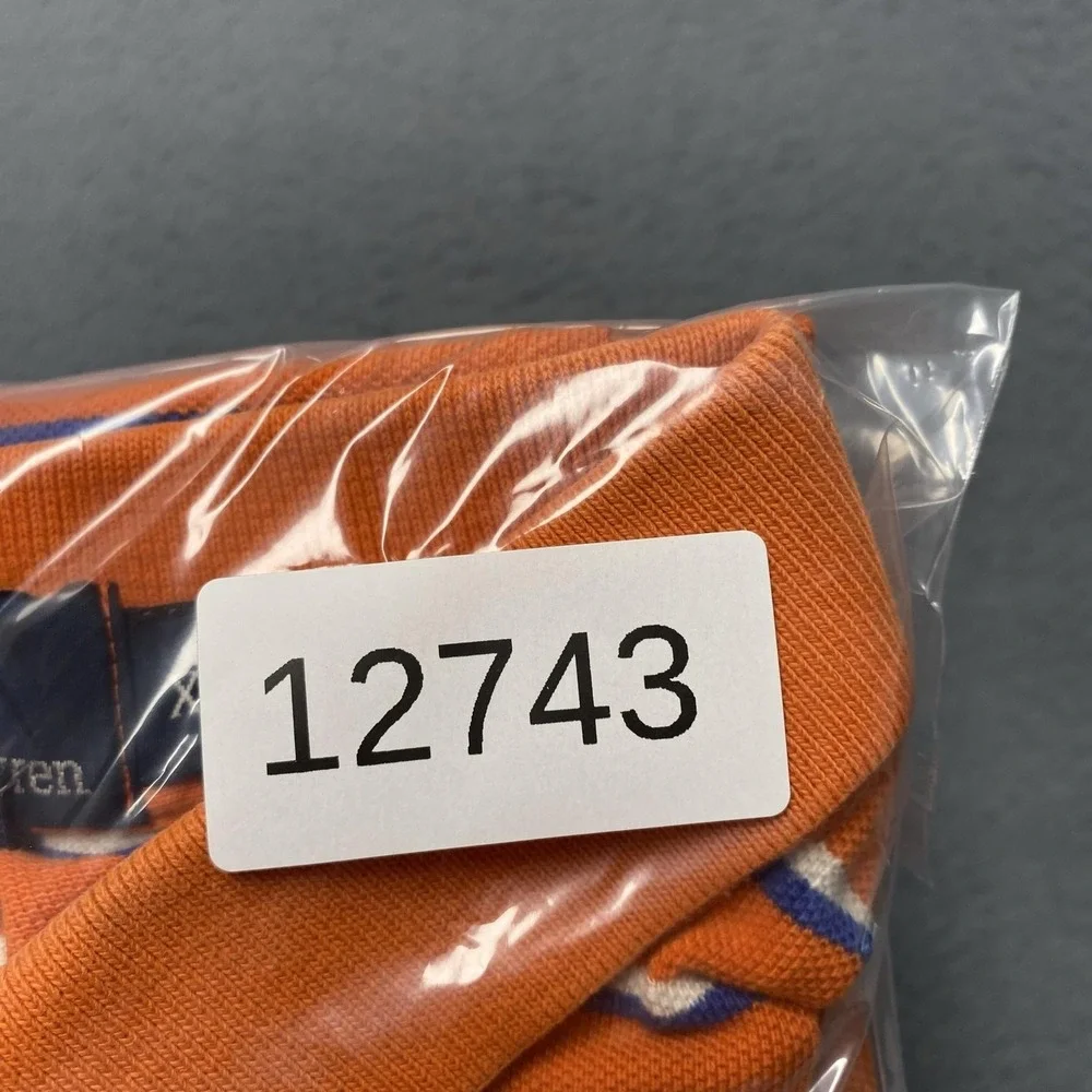 Polo Ralph Lauren Polo Shirt Mens XL Orange Stripe 100% Cotton Pony Logo